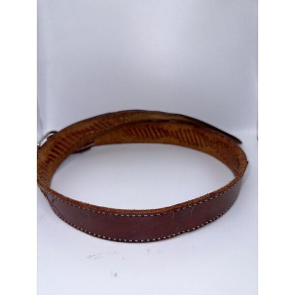 Brown Leather Belt With Beautiful Weaving Detail  Size Small - Picture 7 of 8